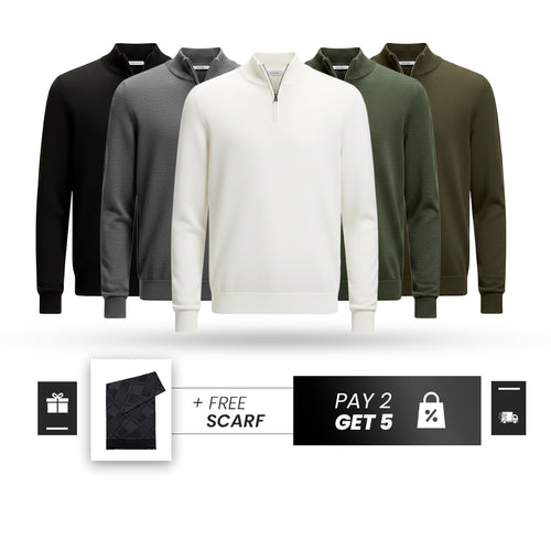 KIT HB WOOL QUARTER-ZIP [PAY 2 GET 5] + FREE SCARF