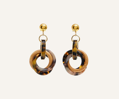Faux Tortoise Tangle Drop Earrings